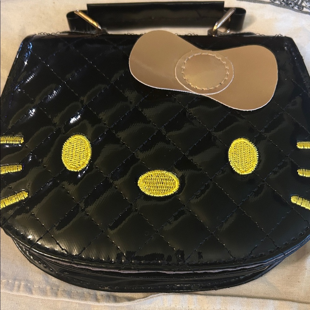 Hello Kitty Black Quilted Mini Bag with Yellow Embroidery - Picture 2 of 4